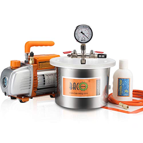 BACOENG 1.5 Gallon Vacuum Chamber Kit with 3.6 CFM 1 Stage Vacuum Pump