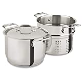 All-Clad E414S6 Stainless Steel Pasta Pot and Insert Cookware, 6-Quart, Silver -