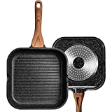 ESLITE LIFE 9.5 Inch Nonstick Grill Pan for Stove Tops Induction Compatible, PFOA & PTFEs Free