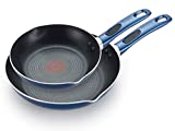 T-fal B037S264 Excite ProGlide Nonstick Thermo-Spot Heat Indicator Dishwasher Oven Safe 8 Inch and 10.5 Inch Fry Pan Cookware Set, 2-Piece, Blue