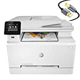 HP Laserjet Pro MFP M283cdwF All-in-One Wireless Color Laser Printer, White - Print Scan Copy Fax - 22 ppm, 8.5 x 14, 50-Sheet ADF, Auto Duplex Printing, Ethernet, Cbmou Printer_Cable