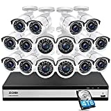 ZOSI H.265+ 16 Channel Security Camera System 1080p,16 Channel DVR with Hard Drive 4TB and 16 x 1080p Surveillance CCTV Camera Outdoor Indoor with 120ft Night Vision,105°Wide Angle, Remote Access