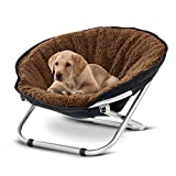 Bundaloo Elevated Dog & Cat Bed - Round Foldable Folding Pet Cot, Portable Seat Cushion with Removable & Washable Cover - for Small to Medium-Sized Pets - 30lbs Maximum Weight Capacity - 21' Wx15 H