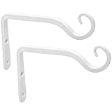 Mkono Wall Hook Hanging Plant Bracket, Decorative Straight Plant Hanger for Bird Feeders, Planters, Lanterns, Wind Chimes, Indoor Outdoor 2 Pack, 6 inch,White
