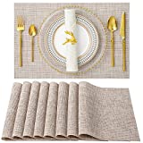 SD SENDAY Placemats, Set of 8 Heat-Resistant Placemats Stain Resistant Anti-Skid Placemats for Kitchen Table, Washable Durable PVC Table Mats Woven Vinyl Placemats