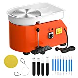 SKYTOU Pottery Wheel Pottery Forming Machine 25CM 350W Electric Pottery Wheel with Foot Pedal DIY Clay Tool Ceramic Machine Work Clay Art Craft (Orange)