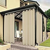 BONZER Waterproof Indoor/Outdoor Curtains for Patio Thick Privacy Grommet Curtains for Bedroom, Living Room, Porch, Pergola, Cabana, 1 Panel, 54 x 84 inch, Cream