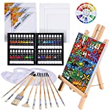 Oil Painting Set, Ohuhu 56pcs Artist Painting Set with Table Top Easel, Bristle Art Painting Brushes, 12ML/0.42oz X36 Oil Paints Tubes, Canvas for Artist Students Children Art Supplies Gift
