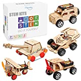 5 in 1 STEM Kit, Wooden Mechanical Model Cars Kits, Motorized Construction Engineering Set, Assembly Constructor 3D Building Puzzles, Educational DIY STEM Toys for Boys and Girls