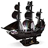 HUOQB LED The Queen Anne's Avenger 3D Puzzles Vintage Modern Style Sailing Ship Model Kits,DIY Assemble Toy,Model Kit Desk Decor Sailboat Vesselfor Adults and Kids 111 Pieces