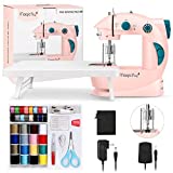 Magicfly Mini Sewing Machine for Beginner, Dual Speed Portable Children Sewing Machine with Extension Table, Light, Sewing Kit for Kids, Girl, Household, Travel, Pink