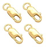Fashionclubs 4pcs/Set 14K Solid Yellow Gold Jewelry Lobster Clasp Bead Open Jump Ring (8mmx3mm)