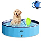 XKISS Foldable Dog Pool，Portable Outdoor Pet Bath Tub, PVC Swimming Dog Pool Suitable for Kids Dogs and Oher Animal (32 in)