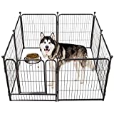 Dog Pen 8 Panels 40'' Height RV Dog Fence Outdoor, Playpens Exercise Pen for Dogs, Metal, Protect Design Poles, Foldable Barrier with Door, Black