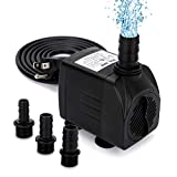 GROWNEER 550GPH Submersible Pump 30W Ultra Quiet Fountain Water Pump, 2000L/H, with 7.2ft High Lift, 3 Nozzles for Aquarium, Fish Tank, Pond, Hydroponics, Statuary