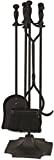 Rocky Mountain Goods 5 Pcs Fireplace Tool Set 31” Large - Shovel, brush, poker, tongs, stand - Heavy duty wrought iron tools with decorative finish - Ergonomic Ball handles (Black)