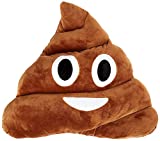 SciencePurchase Pile of Poo Emoji Throw Pillow - Poop Face Stuffed Plush Toy - Smiley Plushie