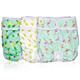 Pet Magasin Luxury Reusable Dog Diapers (3-Pack) - Durable & Washable Sanitary Wraps Panties for Female Pets with Strong & Flexible Velcro (Trending, Extra Small)