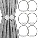 Melaluxe 6 Pack Magnetic Curtain Tiebacks, Decorative Curtain Holdbacks for Window Décor (Grey)