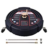 Tool Daily 15 Inch Pressure Washer Surface Cleaner Attachment with Wheels, with 2 Power Washer Extension Wands and 2 Replacement Nozzles, 3600 PSI