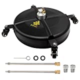 EDOU 16-Inch Pressure Washer Surface Cleaner - Power Washer Accessory with Wheels - 2 Extension Wand Attachments - Ideal for Cleaning Driveways, Sidewalks, Patios - 4000 PSI Max Pressure (Black)