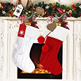 RFAQK Christmas Stockings 2 Pack-Large Rustic Cable Knitted Christmas Stockings for Christmas Decorations- Fireplace Hangings for Family Holiday Season, Farmhouse and Home Décor