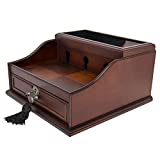 Arolly Wood Finish Valet Charging Station Multi Device Cord Organizer Compatible for iPhone, Samsung and Smartphones 