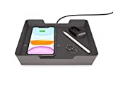 EINOVA Valet Tray | 10W Qi-Certified Fast Charger Personal Organizer Power Station with Extra 5W USB-A Port - for iPhone 8, 11, 12 Pro Max Mini, Galaxy S8, S9, S9 Plus, AirPods, smart watch - Graphite
