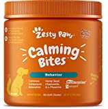 Zesty Paws Calming Soft Chews for Dogs - Composure & Relaxation for Everyday Stress & Separation + Thunderstorms - with Ashwagandha & Melatonin - Peanut Butter Flavor - 90 Count