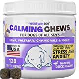 WOOFthful Dog Hemp Calming Chews for Dogs - Helps with Dog Anxiety Relief Stress Thunderstorms Barking Separation Travel and More - 120 Calming Treats for Dogs with Hemp Oil - Made in USA
