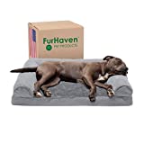 Furhaven Pet Bed for Dogs and Cats - Plush and Suede Sofa-Style Egg Crate Orthopedic Dog Bed, Removable Machine Washable Cover - Gray, Large