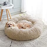 Calming Dog Bed & Cat Bed, Anti-Anxiety Donut Dog Cuddler Bed, Warming Cozy Soft Dog Round Bed, Fluffy Faux Fur Plush Dog Cat Cushion Bed for Small Medium Dogs and Cats (20'/24'/27'/30')