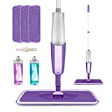 MEXERRIS Microfiber Spray Mop for Floor Cleaning - Hardwood Floor Mop Spray 360°Rotatable with 2 Refillable Bottle Wet Dry Floor Cleaning Mop for Laminate Wood Tiles 3 Reusable Pads and 1 Scrubber