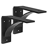 2 Pcs 8⅞ inch Heavy Duty Steel Mantel Brackets, Extra Large Metal Iron Shelf Bracket Support for Fireplace, Wall Mounted Floating Triangle Hand Welded Countertop Holder, Load 440 lb, 5.7 mm Thickness
