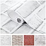 Coavas Brick Wallpaper Peel and Stick White Fireplace Fake Chimney Paper 17.5x118.1 Inches for Bedroom Faux Brick Kitchen Cabinets Backsplash Laundry Accent Walls Classroom (44.5x300cm)