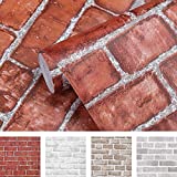 Coavas Brick Wallpaper Peel and Stick Red for Bedroom Faux Brick Kitchen Cabinets Backsplash Fireplace Laundry Room Accent Walls Classroom Thicken 17.7x118.1 Inches (45x300cm)