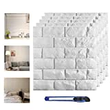 30 Pcs 3D Wall Panels, White Brick Printable 3D Wallpaper Stick and Peel, Self Adhesive Waterproof Foam Faux Brick Paneling for Bedroom, Bathroom, Kitchen, Fireplace (29.06 sq feet Coverage)…