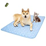 Summer Cooling Mat & Sleeping Pad- Water Absorption Top, Waterproof Bottom, Materials Safe, Easy Carry, EZ Clean. Keep Cooling for Pets, Kids and Adults.（27'x 22'） L