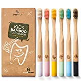 Greenzla Kids Bamboo Toothbrushes (6 Pack) | BPA Free Soft Bristles Toothbrushes | Eco-Friendly, Natural Bamboo Toothbrush Set | Biodegradable, Compostable & Organic Charcoal Wooden toothbrushes