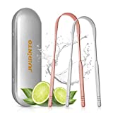 JUIDINTO Tongue Scraper Cleaner 2 Pack, Medical Grade 100% Stainless Steel Tongue Cleaner Tool with Travel Case, Replace Tongue Brush for Oral Care, Suitable for Cleaning Bad Breath in Adults and Kids