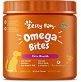 Zesty Paws Omega 3 Alaskan Fish Oil Chew Treats for Dogs - with AlaskOmega for EPA & DHA Fatty Acids - Itch Free Skin - Hip & Joint Support + Skin & Coat Chicken Flavor (90 Soft Chews)