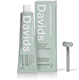 Davids Natural Whitening Toothpaste, Antiplaque, Fluoride Free, SLS Free, Peppermint, 5.25 OZ Metal Tube, Tube Roller Included