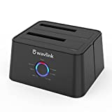 WAVLINK USB 3.0 to SATA I/II/III Dual-Bay External Hard Drive Docking Station for 2.5/3.5 Inch HDD/SSD with UASP (6Gbps), Support Offline Clone Duplicator and Auto Sleep Function [12TB X2 ]-Black
