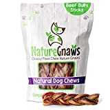 Nature Gnaws Braided Bully Sticks for Dogs - Premium Natural Beef Bones - Long Lasting Dog Chew Treats for Small and Medium Breeds - Rawhide Free - 6 Inch (3 Count)