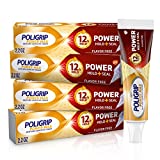Super Poli-Grip Power Max Power Hold plus Seal Denture Adhesive Cream, Denture Cream for Secure Hold and Food Seal, Flavor Free - 2.2 oz (Pack of 4)