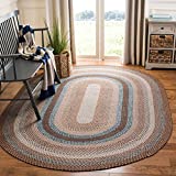 Safavieh Braided Collection BRD313A Handmade Country Cottage Reversible Area Rug, 8' x 10' Oval, Brown / Multi
