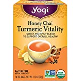 Yogi Tea - Honey Chai Turmeric Vitality (4 Pack) - Supports Overall Health with Turmeric Root, Black Pepper, Cinnamon, Ginger, Cardamom, and Clove - Caffeine Free - 64 Organic Herbal Tea Bags