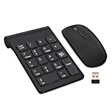 Wireless Numeric Keypad, TRELC Mini 2.4G 18 Keys Number Pad, Portable Silent Financial Accounting Numeric Keypad Keyboard Extensions with Wireless Mouse for Laptop, PC, Desktop, Notebook(Black)