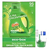 Gain Liquid Laundry Detergent Soap Eco-Box, Ultra Concentrated High Efficiency (HE), Original Scent, 96 Loads