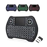 EASYTONE Backlit Wireless Mini Keyboard With Touchpad Mouse Combo and Multimedia Keys for Android TV Box HTPC PS3 Smart TV Tablet Linux Windows MacOS,New Mini Keyboard with Rechargeable Li-ion Battery